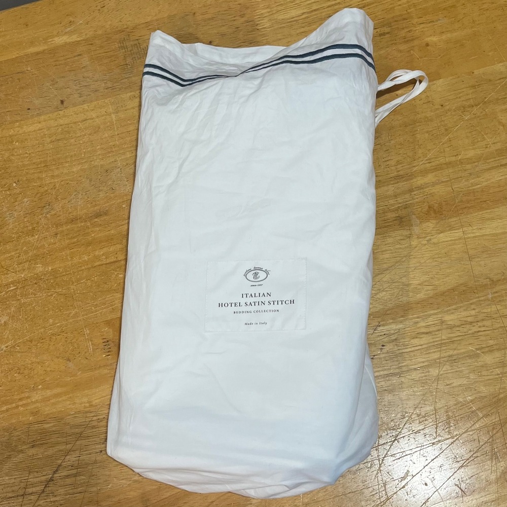Restoration Hardware RH Italian Hotel Satin Stitch‎ Full Queen Duvet Cover Blue